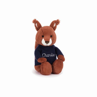 Jellycat Bashful Squirrel with Navy Jumper Australia | 098517YVO